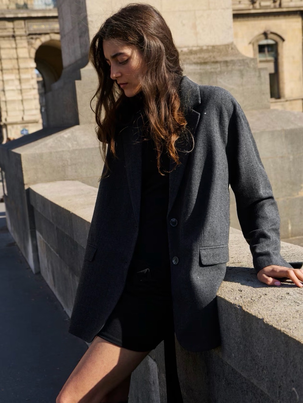 H&M Dark Gray Embellished Blazer